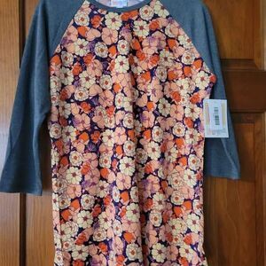 NWT Women's Small LuLaRoe top 3/4 Sleeve Floral Gray